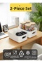 2 Pcs Desktop Organizer White Color Plastic Basket Multi-Purpose Organizer
