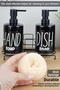 Set of 2 Sponge Soap Dispensers with Metal Stand - Kitchen Liquid Soap Dishwashing Liquid Bottle 400ml - Black - 2