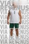 Kaos Printed Hooded Sleeveless Sports T-Shirt and Piped Sports Shorts Set Gym & Fitness Combo - 2