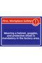 Wearing Hard Hat Goggles and Protective Shoes in Factory Area Isg Warning Sign Pvc A4 21X30 cm