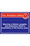 Wearing Hard Hat Goggles and Protective Shoes in Factory Area Isg Warning Sign Pvc A3 30X42 cm