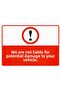 We Are Not Responsible for Potential Damage to Your Vehicle Isg Warning Sign Pvc A3 30X42 cm