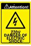 Attention! 220V Danger of Death Isg Warning Sign Pvc A3 30X42 cm