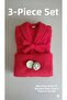 Red Wellsoft 3-Piece Set Plush (Hooded Robes + Blanket + New Year Themed Candle)