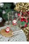 Luxury 3D Santa Claus Fancy Borosilicate Glass with Straw Bamboo Wooden Lid Mug Cup Gold Pattern - 4