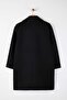 Black Double-Breasted Melton Coat with Closure TWOAW26DD00020 - 5