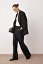 EXCLUSIVE Özel Koleksiyon Dökümlü Siyah Nervürlü Wide Leg/Geniş Paça Pantolon TWOAW26PL00118 - 2