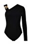 Limited Edition Siyah Aksesuar Detaylı Asimetrik Yaka Örme Party Body TPRSS26BD00001 - 5