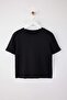 Wardrobe Essentials-Siyah Regular/Normal Kalıp Vatkalı Örme T-Shirt TWOSS26TS00005 - 5
