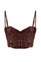 Kahverengi Payet Vücudu Saran Crop Party Bluz TPRSS26BZ00014 - 7