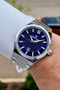 43 mm Men's Wristwatch with Navy Blue Dial Silver Color Band with Calendar Dkiste1782 - 3