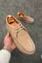 Beige Nubuck Leather Men's Shoes-Stylish and Comfortable Shoes - 3