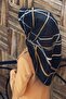 100% Twill Silk Striped Patterned Black - Gold Color 90X90 Scarf Planting Shape : Hand Sewn