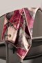 100% Twill Silk Chain Marble Patterned Burgundy - Mink Color 90X90 Scarf Planting Shape : Hand Sewn - 3