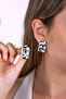 Silver Color Crushed Metal Rectangle Steel Earrings - 3