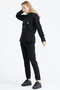 Wide Fit Hooded Tracksuit Set with Front Pockets Black - 3