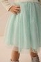 Bowknot Printed Collar Detailed Tulle Girls' Dress Mint Green - 4
