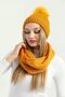 Women's Mustard Knitwear Pompom Beret and Knitted Neck Collar Set - 3