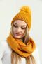 Women's Mustard Knitwear Pompom Beret and Knitted Neck Collar Set - 6