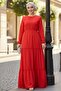 Talya Wrapped Hijab Dress 864 - Red - 4