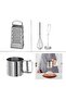 3-Piece Stainless Steel Kitchen Set; Idealısk Grater, 2-Piece Whisk, Flour Sieve (4 Pieces)