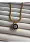 Serenay Gold Color Snake Chain Black Stone Elegant Women's Necklace