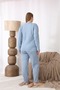 Women's Winter Plus Size Embroidered Patterned Collar Buttoned Long Sleeve Pajama Set - 3