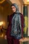 Dark Navy Mustard Indian Voile Shawl - 5009-28 - 3