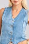 Women's Bleach Wash Lyocell Thin Denim Fabric Jeans Vest Bleach Wash - 7