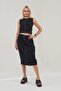 Women's Black Color Buttoned Ribbed Sleeveless Cotton Vest - 3