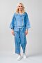 Women's Bleach Wash Pocket Hooded Zipper Thin Lyocell Fabric Denim Jacket Indigo Light Blue - 2
