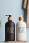 Lotion 2-Piece Black-white Kitchen Liquid Soap Dispenser Set 500ml 500ml with Bamboo Tray - 3