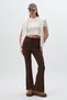 8246A Flared Elastic Waist Trousers Brown - 6