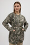 Green Ethnic Patterned Quilted Waist-Tie Women's Jacket 3496 - 6