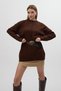 Bitter Brown Crew Neck Women's Sweater with Front Stitch Detail 2345 - 7