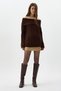 2324 Boat Neck Long Sleeve Sweater Brown - 3