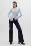 Double-Breasted Collar Long Sleeve Blouse with Blue Accessories 8227A - 6