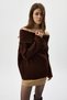 2324 Boat Neck Long Sleeve Sweater Brown