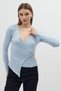 Double-Breasted Collar Long Sleeve Blouse with Blue Accessories 8227A - 2