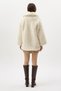 Ecru Snap Fastener Plush Women's Coat 8471 - 5