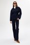 Navy Blue Belted Jean Jacket and Wide Leg Pants Women's Set 3498 - 7