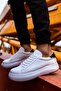 Felibord Lace-Up Basic Men's Sneaker White Khaki - 8