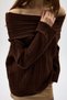 2324 Boat Neck Long Sleeve Sweater Brown - 4