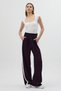 Plum Wide-Leg Women's Sweatpants with Side Stripes and Elastic Waist 9226m