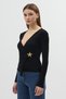 Double-Breasted Collar Long Sleeve Blouse with Black Accessories 8227A - 2