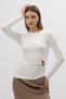 Ecru Waist Buckle Detailed Long Sleeve Blouse 8221A