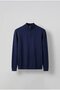 Men's Half Zipper Polo Collar Sweater Navy Blue