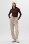 Beige Women's Drawstring Sweatpants with Elasticated Cuffs 9213m