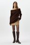 2324 Boat Neck Long Sleeve Sweater Brown - 8