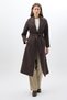 Bitter Brown Belted Long Lined Women's Coat 7242A - 5